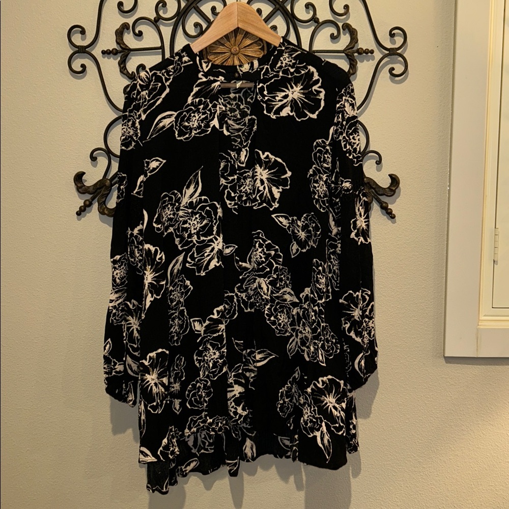 FREE PEOPLE FLORAL OVERSIZED TUNIC/MINI DRESS LONG SLEEVE SIZE SMALL